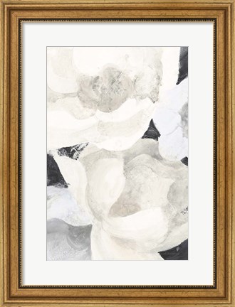 Framed White Flowers on Black Print