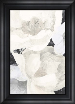 Framed White Flowers on Black Print