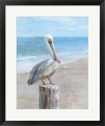 Framed Pelican by the Sea Print