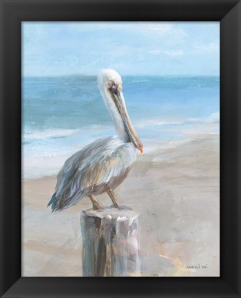 Framed Pelican by the Sea Print