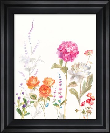 Framed Picket Fence Flowers II Print
