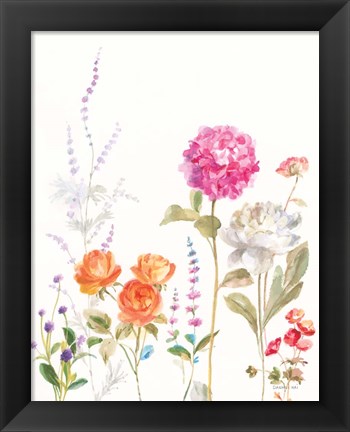 Framed Picket Fence Flowers II Print