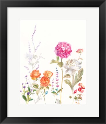 Framed Picket Fence Flowers II Print