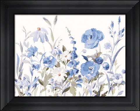 Framed Blue Boho Wildflowers Print