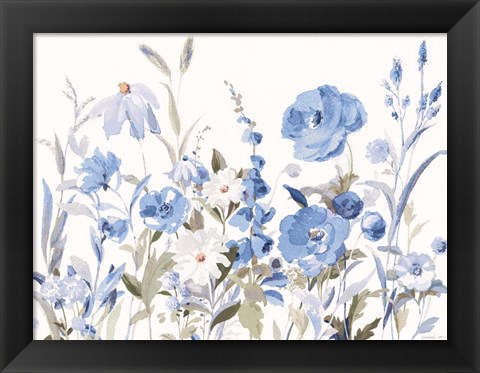 Framed Blue Boho Wildflowers Print