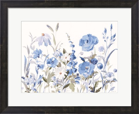 Framed Blue Boho Wildflowers Print