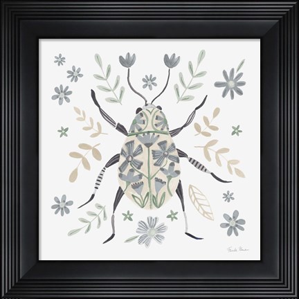 Framed Folk Beetle II Neutral Print