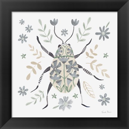 Framed Folk Beetle II Neutral Print