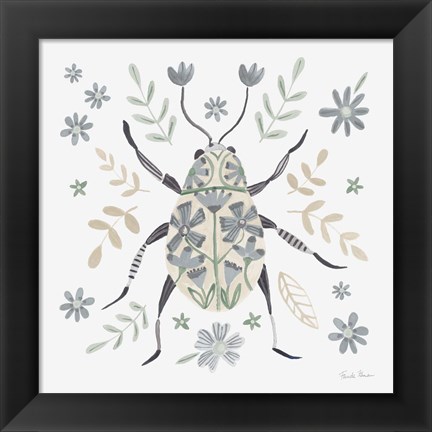 Framed Folk Beetle II Neutral Print