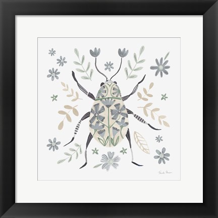 Framed Folk Beetle II Neutral Print