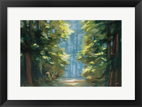 Framed Sunlit Forest Blue Crop Print