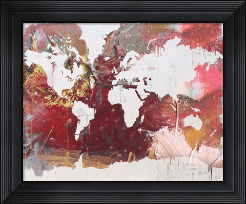 Framed Earthen Map of the World Print