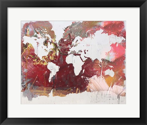 Framed Earthen Map of the World Print