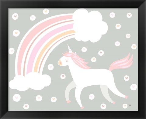 Framed Happy Unicorn Neutral Print