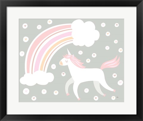 Framed Happy Unicorn Neutral Print