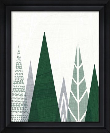 Framed Geometric Forest II Green Gray Print