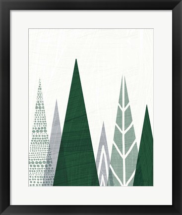 Framed Geometric Forest II Green Gray Print