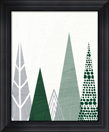 Framed Geometric Forest III Green Gray Print