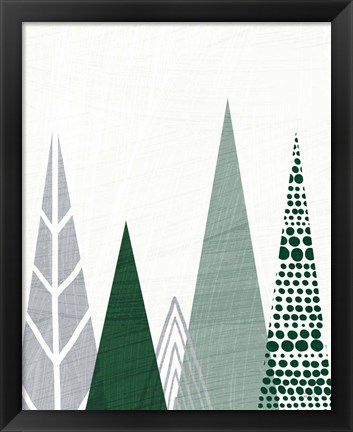 Framed Geometric Forest III Green Gray Print