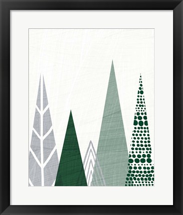 Framed Geometric Forest III Green Gray Print