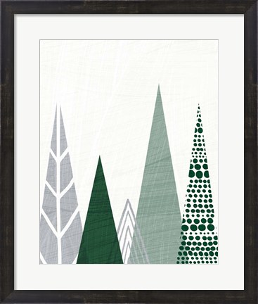 Framed Geometric Forest III Green Gray Print
