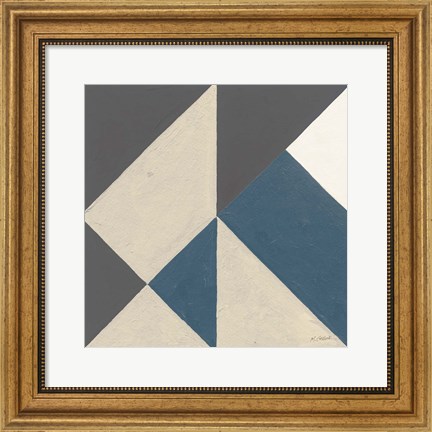Framed Triangles I Teal Crop Print
