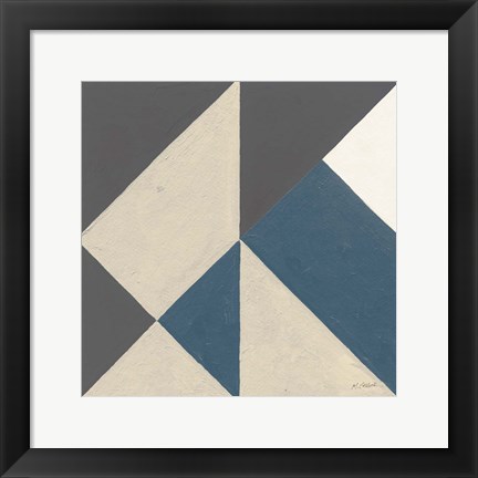 Framed Triangles I Teal Crop Print