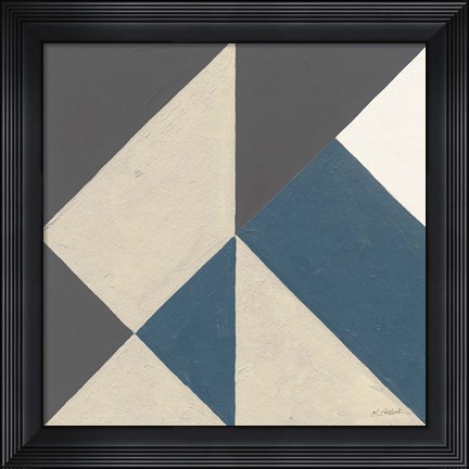 Framed Triangles I Teal Crop Print