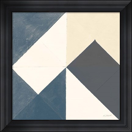 Framed Triangles IV Teal Crop Print