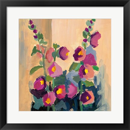 Framed Summer Hollyhocks Print