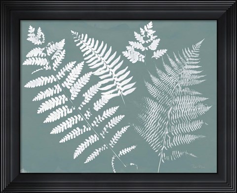 Framed Nature by the Lake Ferns II Gray Mist Crop Print