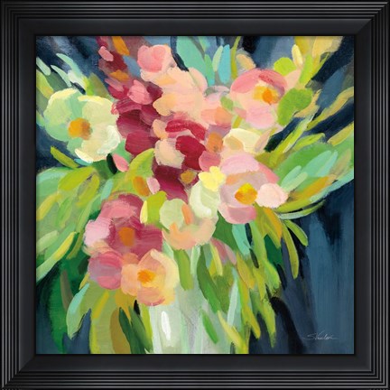 Framed Spring Flowers in a Vase I Print
