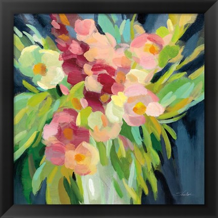 Framed Spring Flowers in a Vase I Print