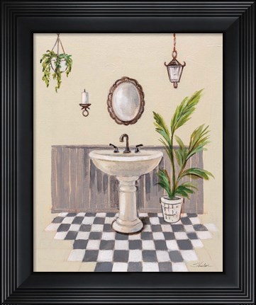 Framed Gray Cottage Bathroom II Print