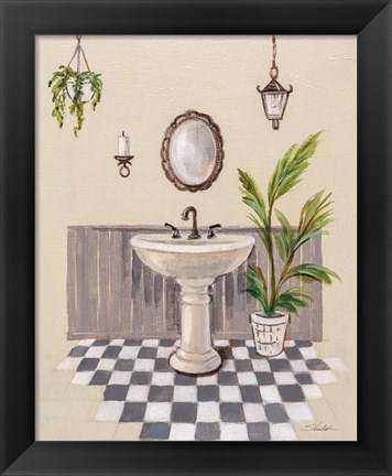 Framed Gray Cottage Bathroom II Print