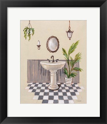 Framed Gray Cottage Bathroom II Print