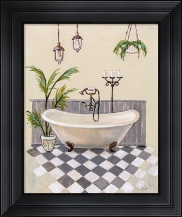 Framed Gray Cottage Bathroom I Print