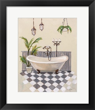 Framed Gray Cottage Bathroom I Print