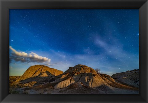 Framed Moonrise Over Dinosaur Provincial Park, Alberta, Canada Print