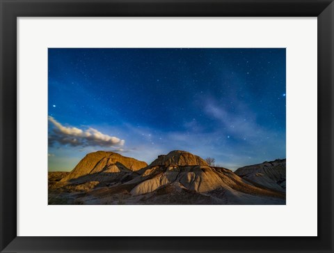 Framed Moonrise Over Dinosaur Provincial Park, Alberta, Canada Print