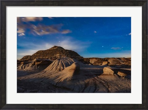 Framed Moonrise, Dinosaur Provincial Park Print