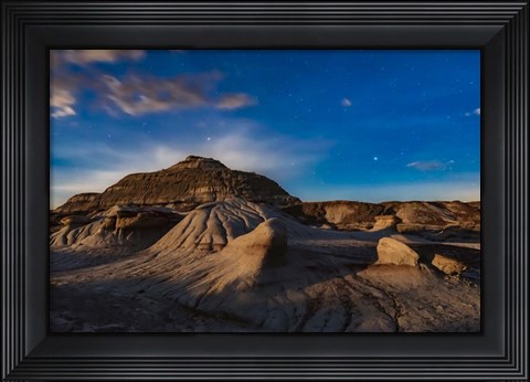 Framed Moonrise, Dinosaur Provincial Park Print