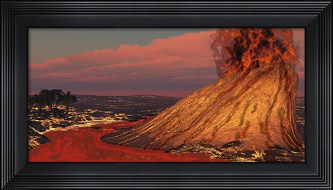 Framed Plumes Of Smoke Belch from a Hawaiian Volcano Print