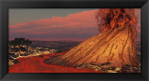 Framed Plumes Of Smoke Belch from a Hawaiian Volcano Print