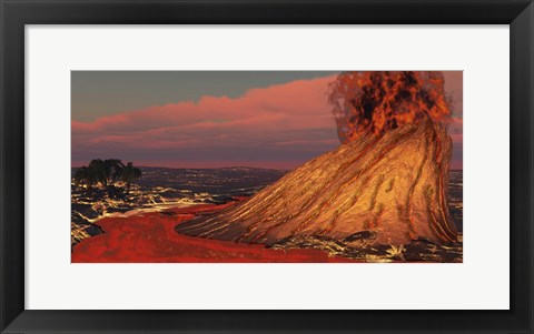 Framed Plumes Of Smoke Belch from a Hawaiian Volcano Print