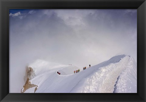 Framed Mountaineering on the Path from the Aiguille Du Midi, France Print