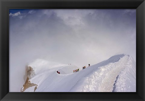 Framed Mountaineering on the Path from the Aiguille Du Midi, France Print