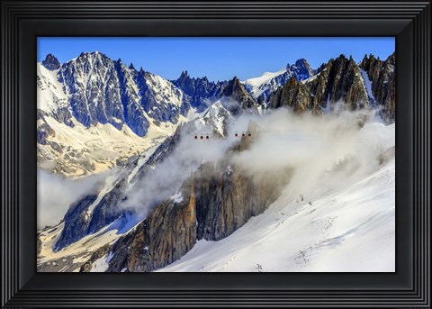Framed Panoramic Mont Blanc Cable Car Print