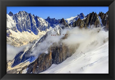 Framed Panoramic Mont Blanc Cable Car Print