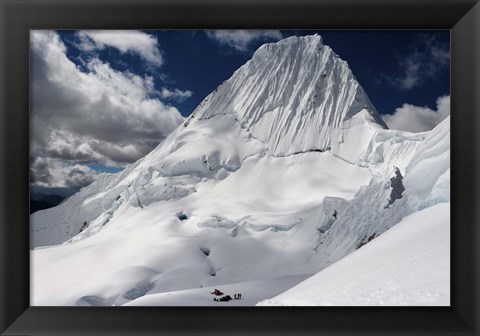 Framed Advanced Campsite on Nevado Alpamayo Mountain, Peru Print